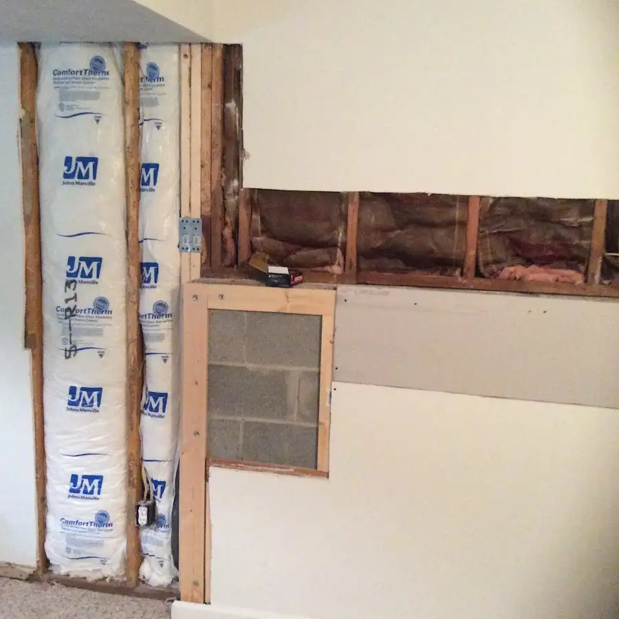 Wall insulation replacement during Basement Flood Cleanup in Champaign